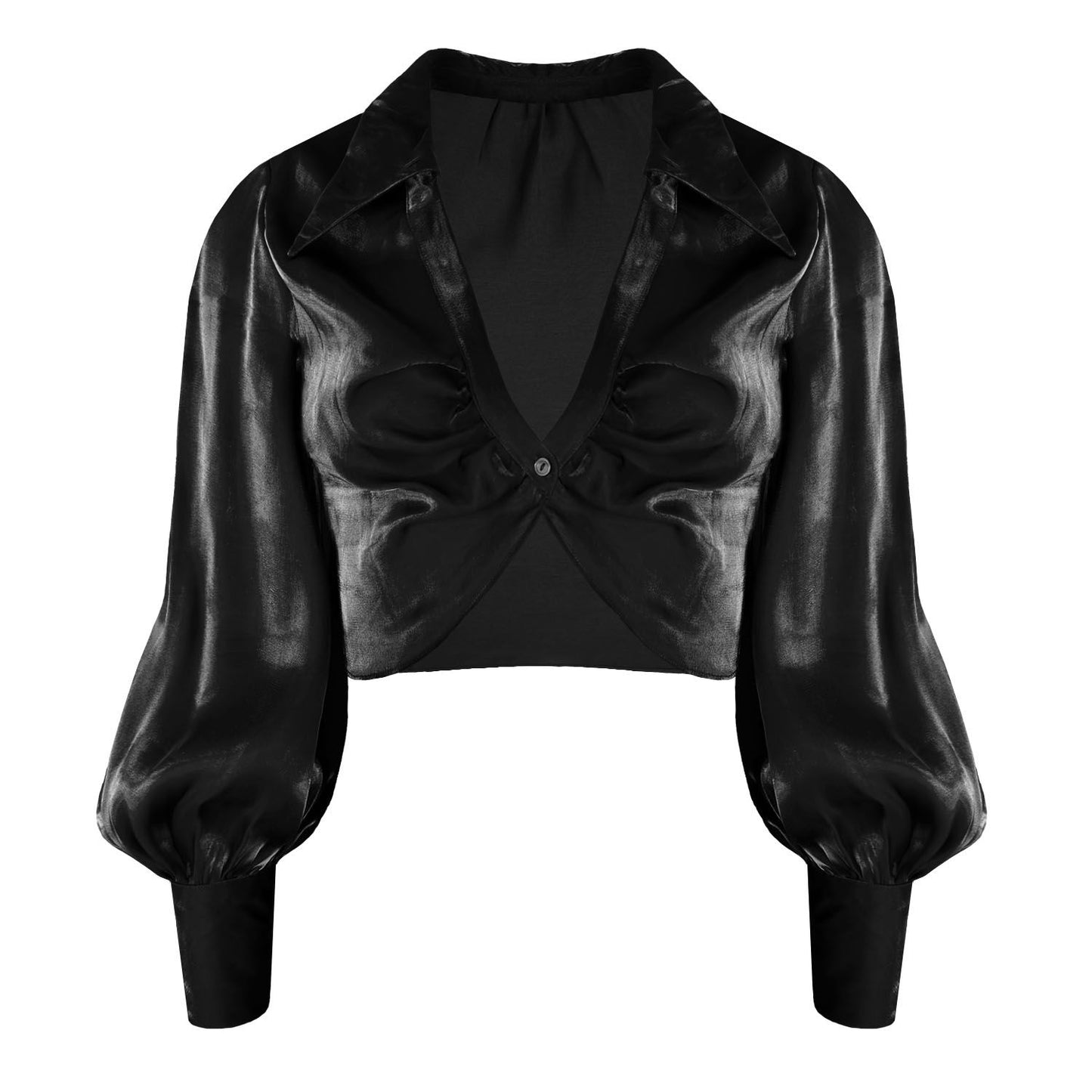 The Neve Single Button Rouched Bishop Shirt